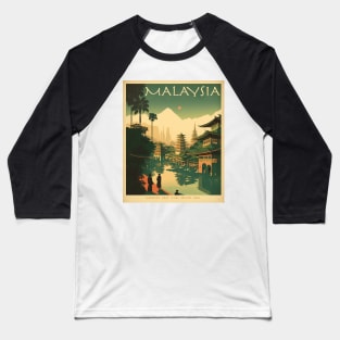 Malaysia Traditional Landscape Vintage Travel Art Poster Baseball T-Shirt